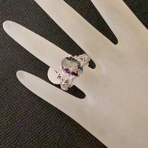 Sterling Silver Mystic Fire Topaz Cz  size 6.5 New